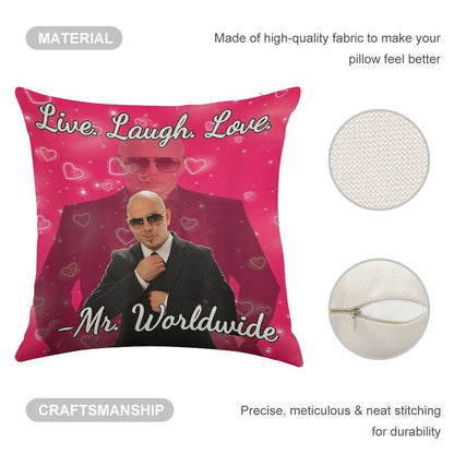 Mr Worldwide Pitbull Valentine Linen Throw Pillow Cover