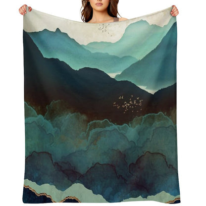 Indigo Mountains Throw Blanket