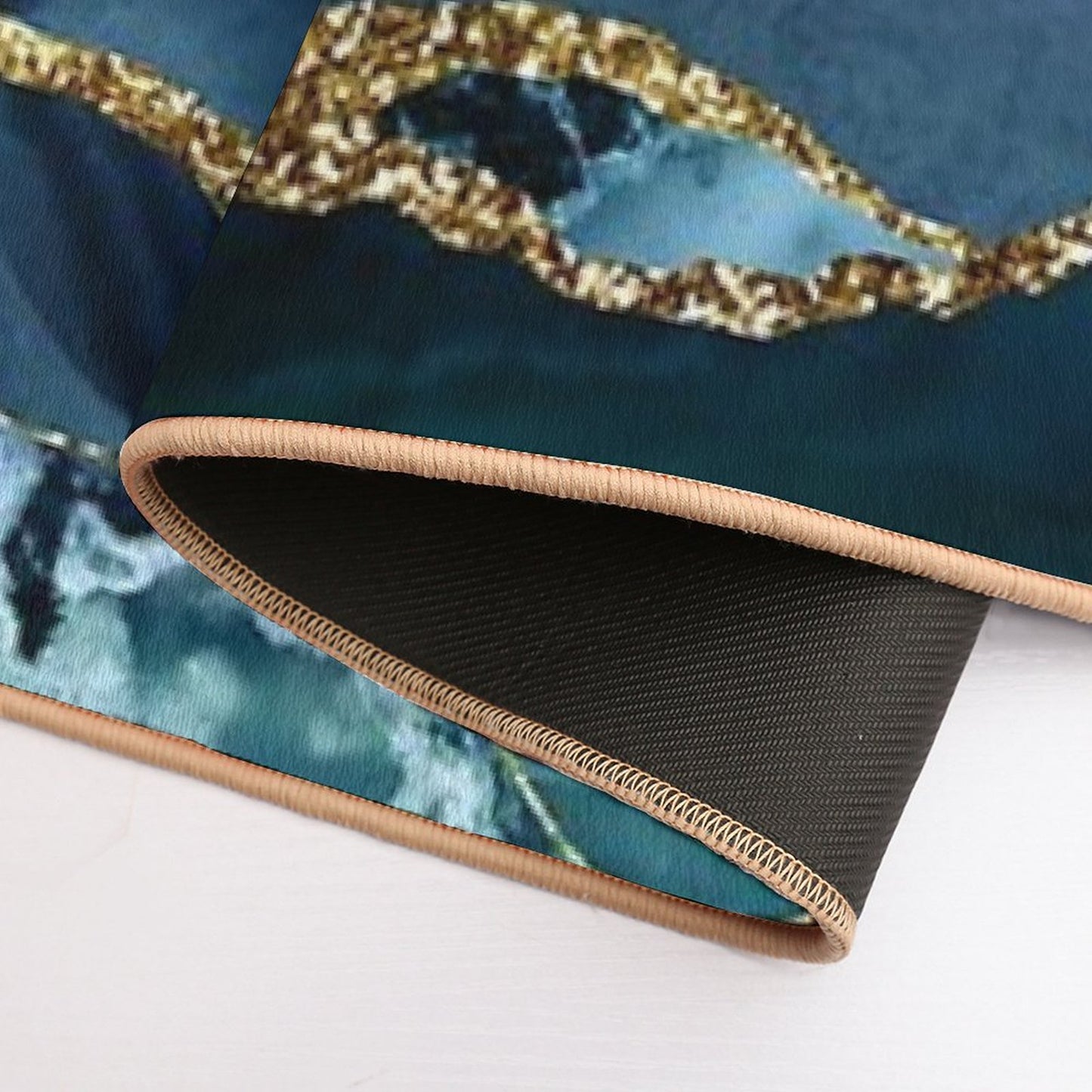 Faux Classic Blue Malachite Marble Bath Mat