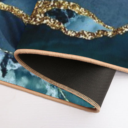 Faux Classic Blue Malachite Marble Bath Mat