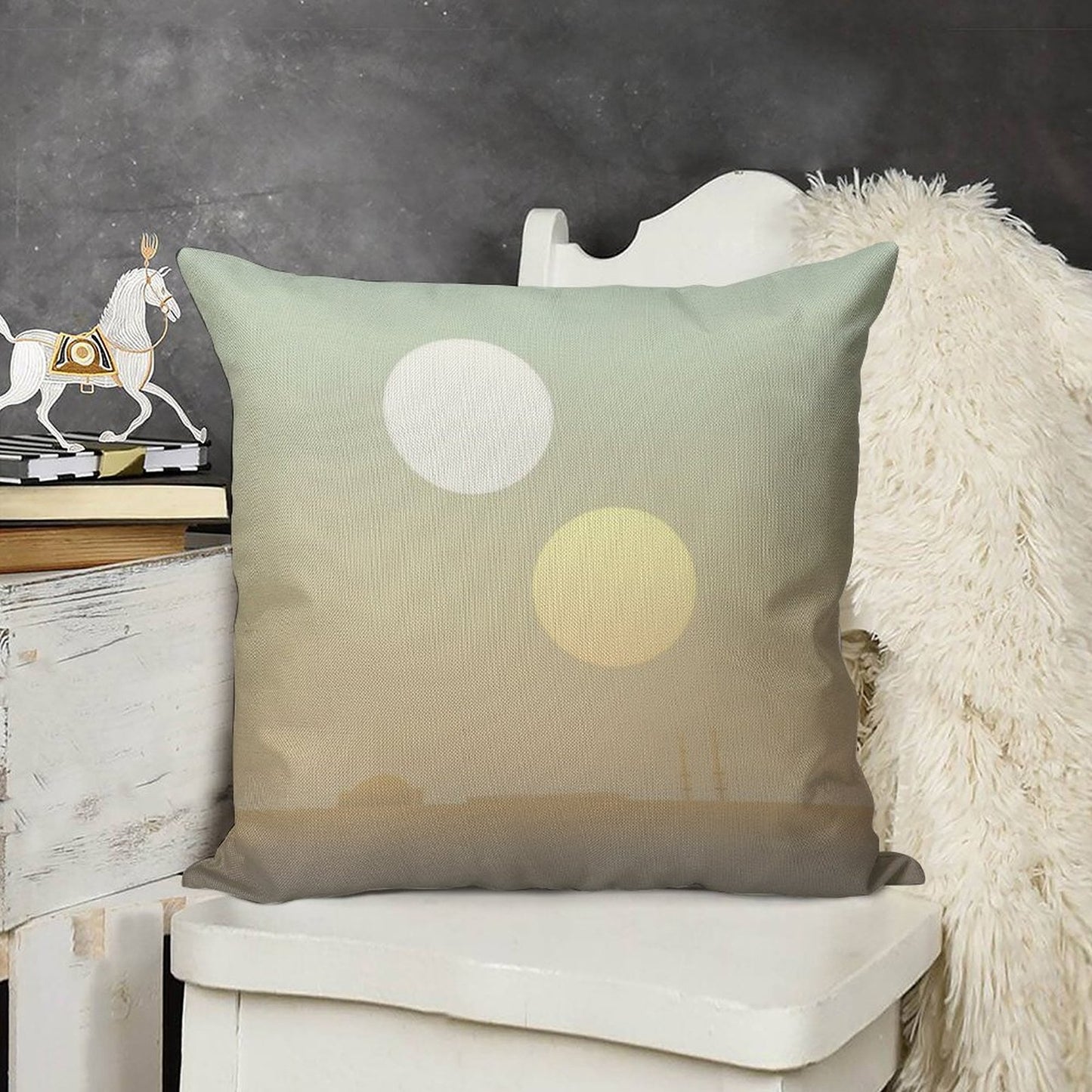Two Suns Linen Throw Pillow Cover