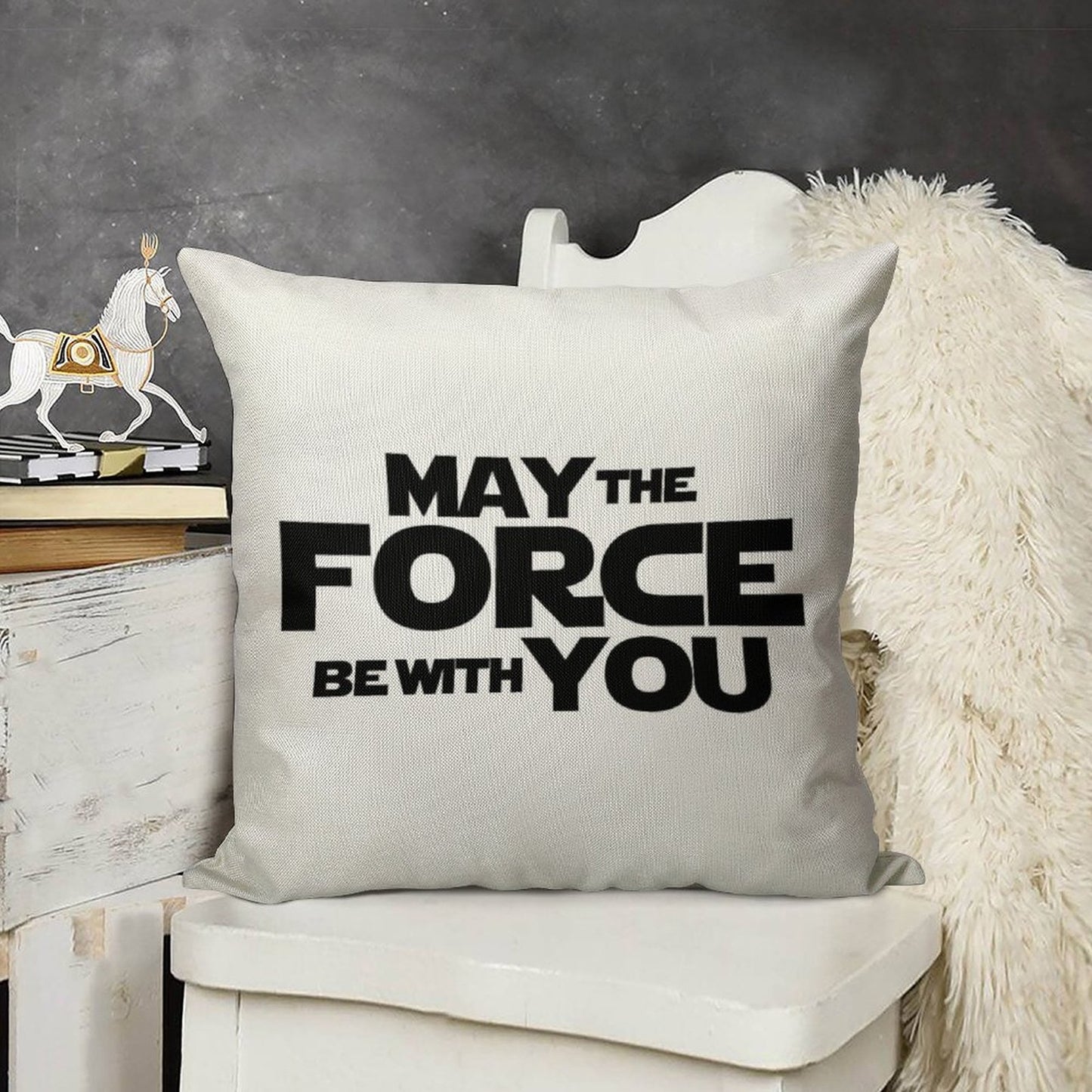MAY THE FORCE BE WITH YOU GRAPHICS Linen Throw Pillow Cover
