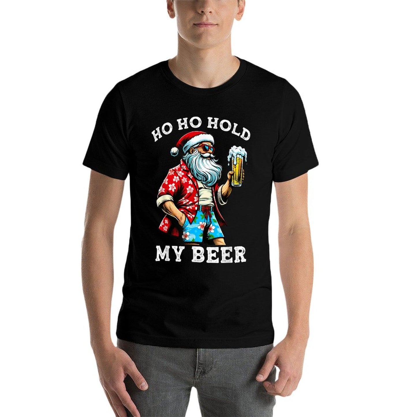 Funny Santa With Sunglasses And Beer Christmas in July  Soft T-Shirt
