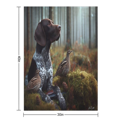 German Shorthaired Pointer Hunting ,  Forest Throw Blanket