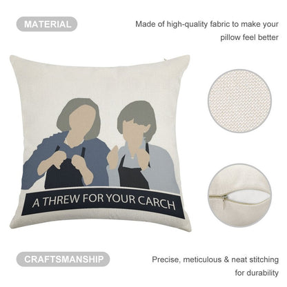 Prude And Trude - Kath And Kim Linen Throw Pillow Cover