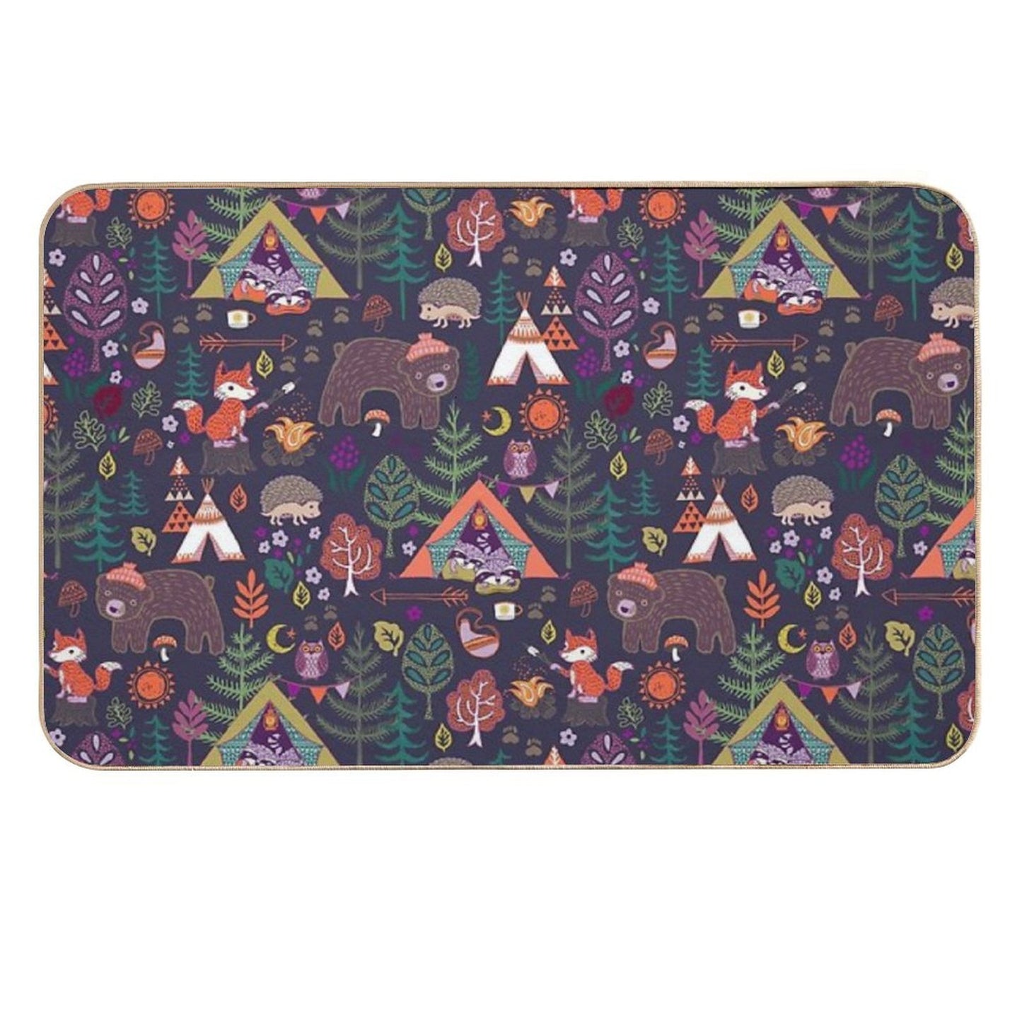 Woodland Animals Campout  Dirt-Trapping Bath Mat