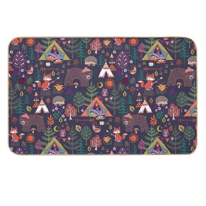 Woodland Animals Campout  Dirt-Trapping Bath Mat
