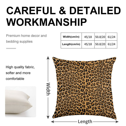 Trendy Leopard Print Aesthetic – Wild Animal Pattern Design Linen Throw Pillow Cover