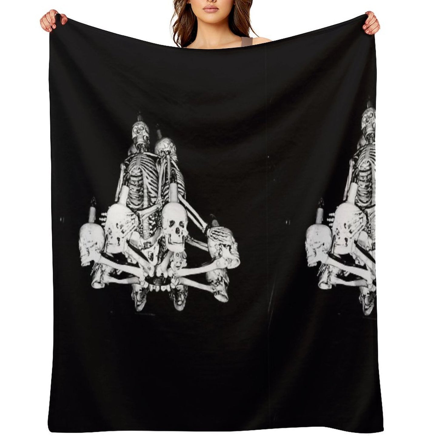 Dancing Bones in Dark Silence Throw Blanket