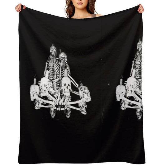 Dancing Bones in Dark Silence Throw Blanket