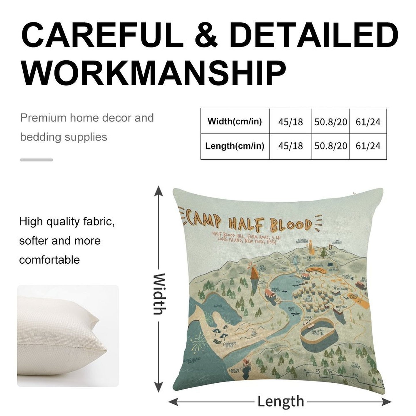 Map of Camp Half Blood Linen Throw Pillow Cover