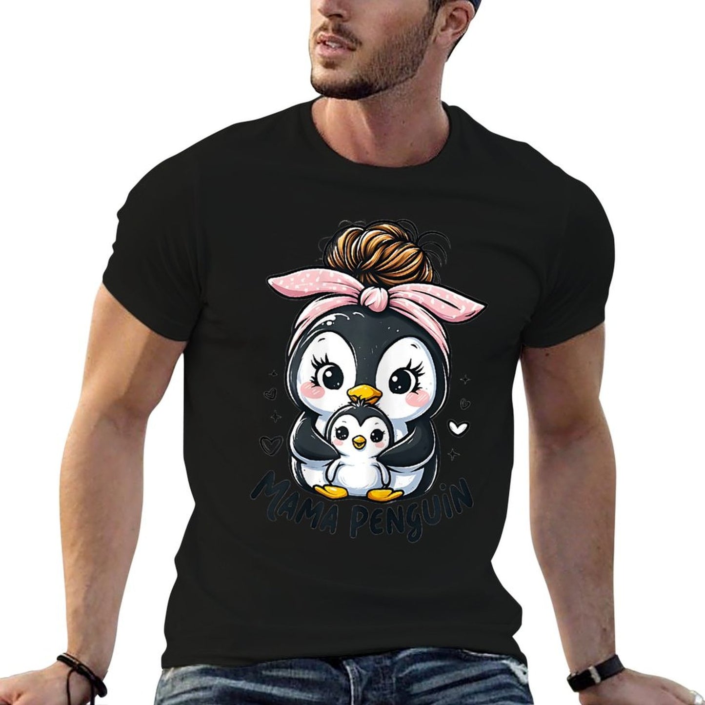 Cute Mama Penguin Mothers Day Family Penguin Baby Newborn T-Shirt