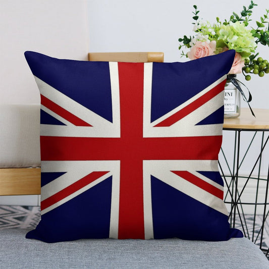 Union Jack Flag of The UK Linen Throw Pillow Cover