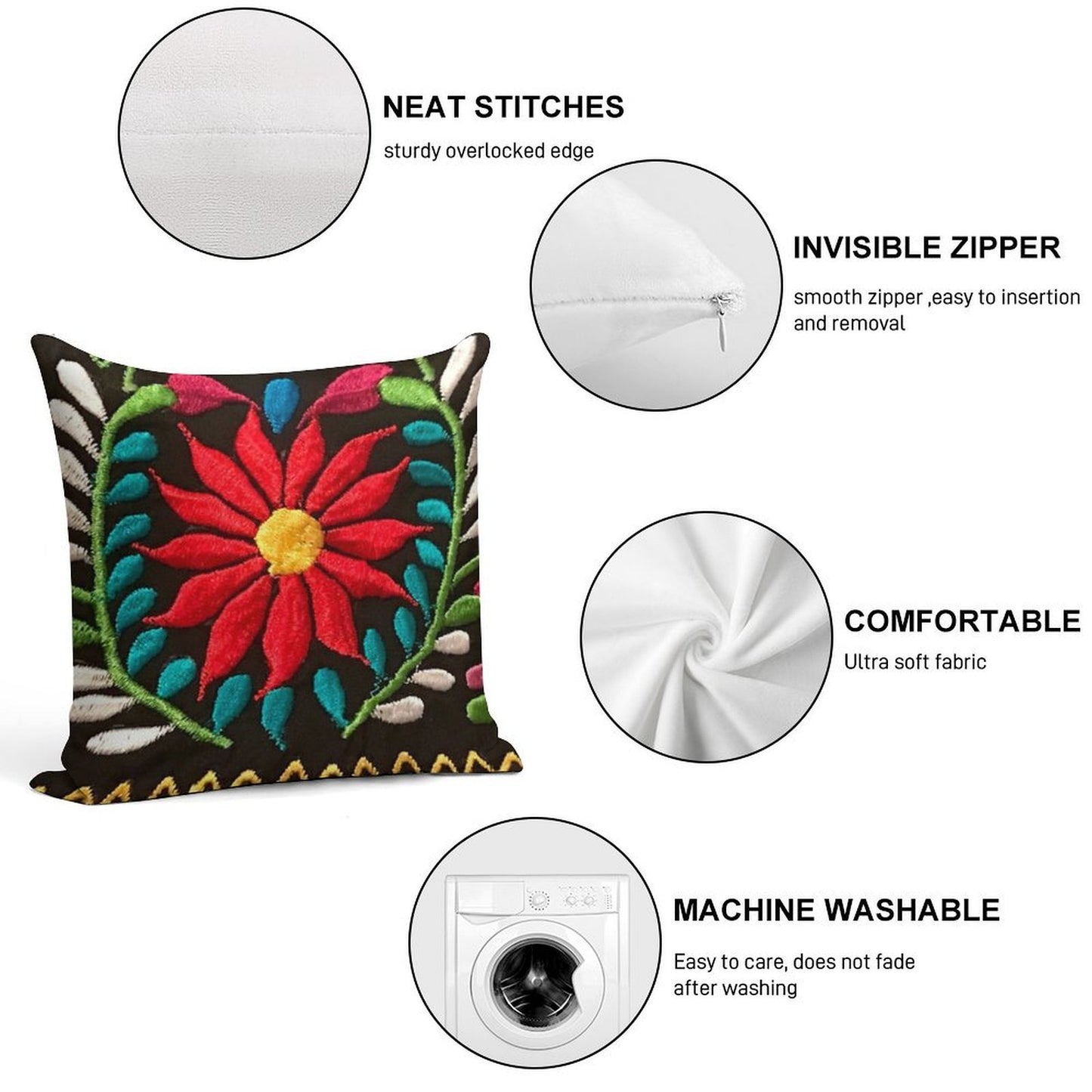Spanish Flowers Soft Warmth Comfort Throw Pillow
