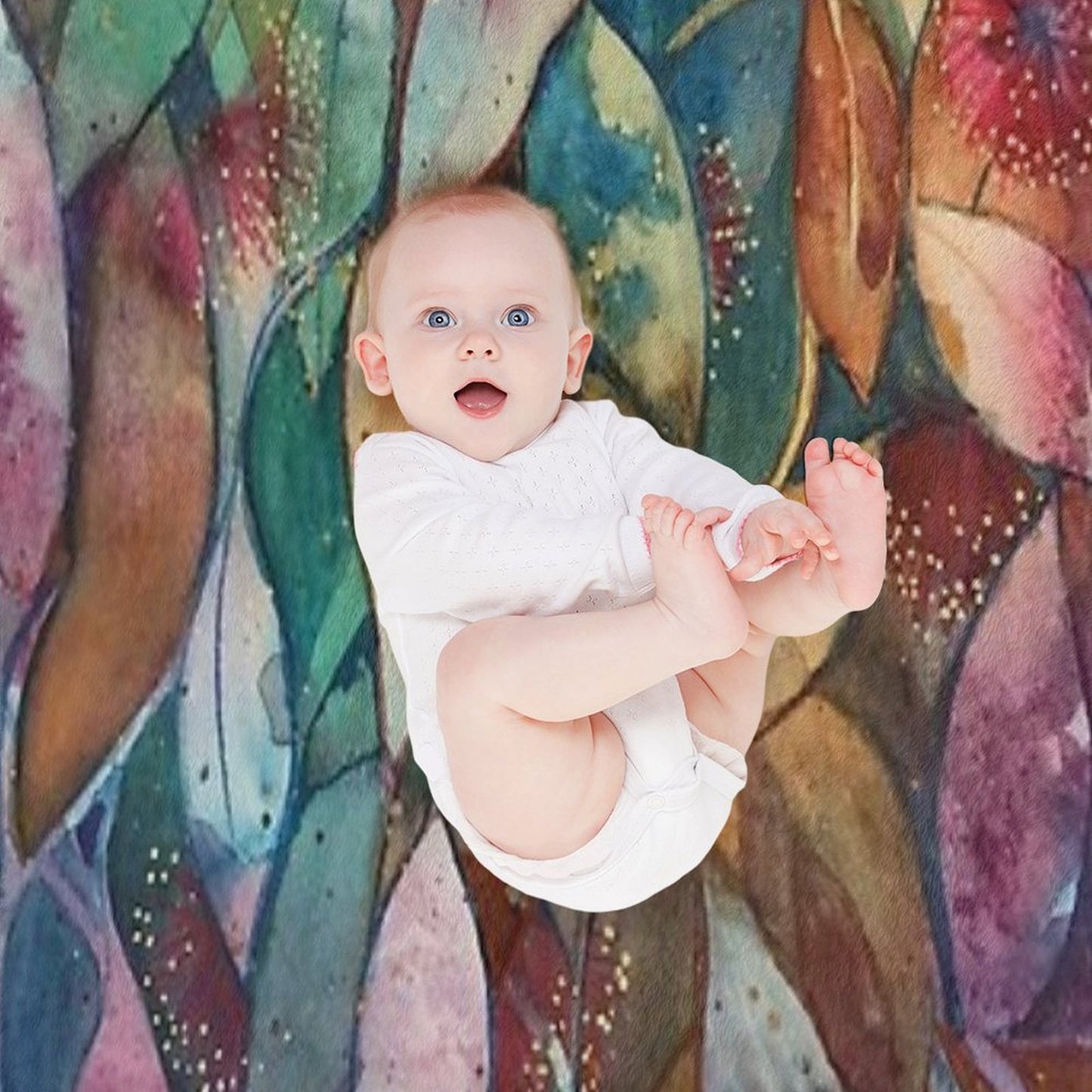 Watercolor Gum Blossoms in Green And Pink Throw Blanket