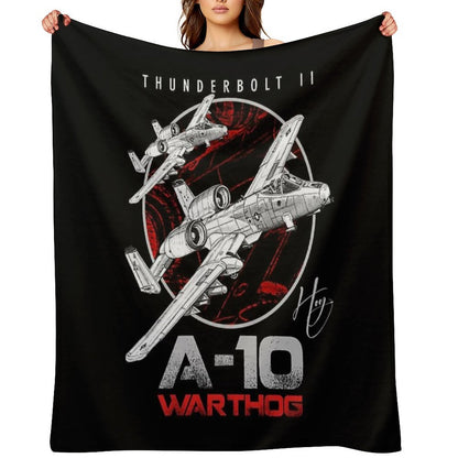 A-10 Thunderbolt II Warthog Subsonic Attack Aircraft  Nicknamed Hog Us Air Force Fighterjet Throw Blanket