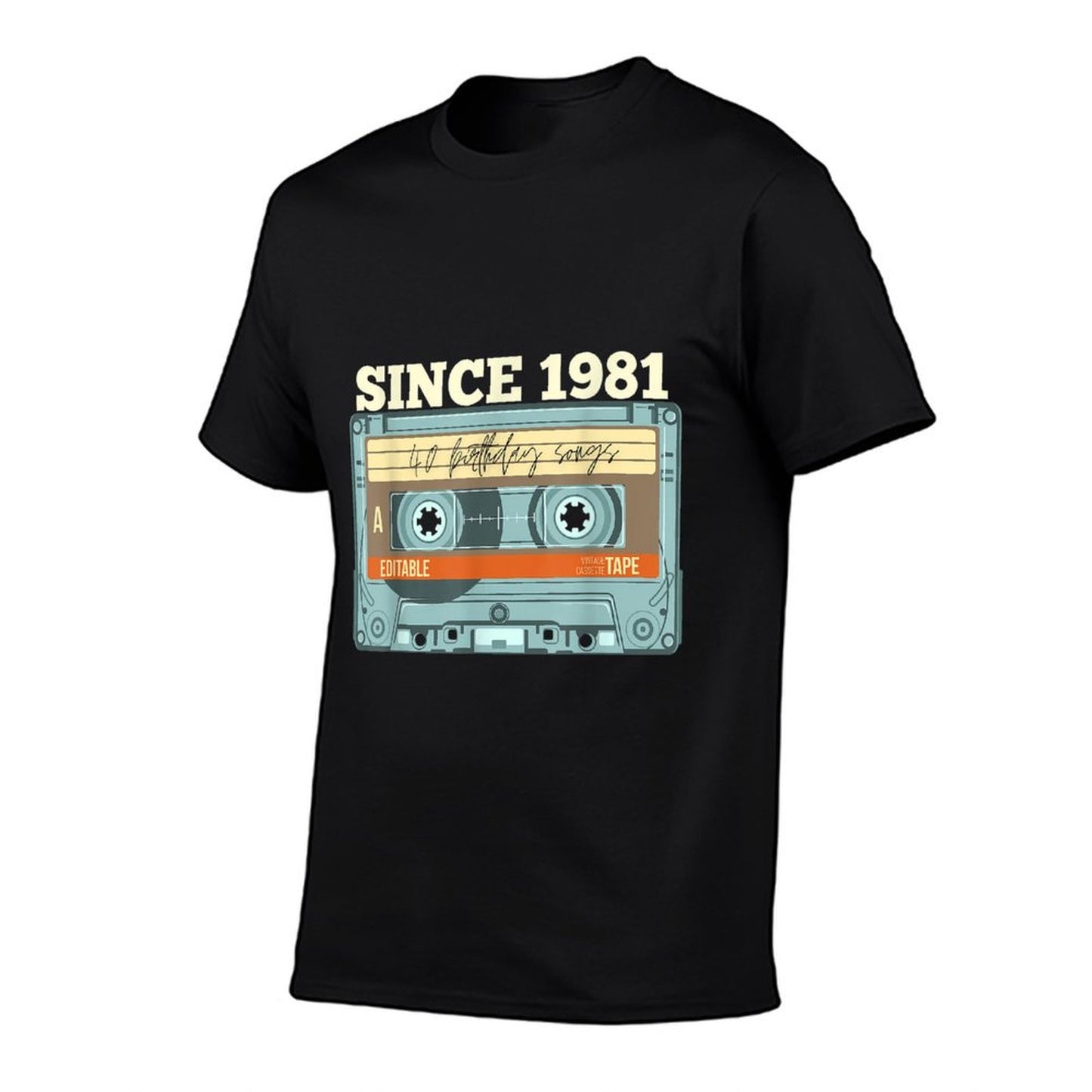 40th Birthday Gifts For Men And Women Cassette  Ribbed Collar T-Shirt