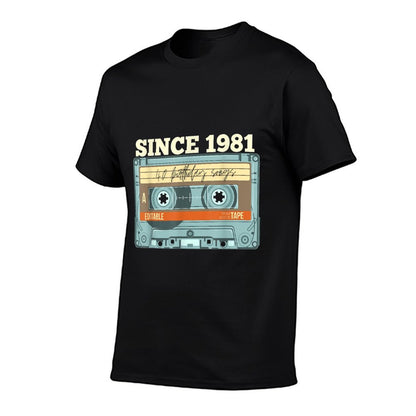 40th Birthday Gifts For Men And Women Cassette  Ribbed Collar T-Shirt