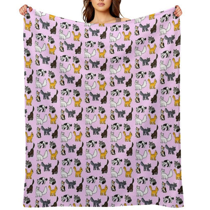 Cuddly Kitties Pink Throw Blanket