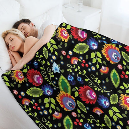 Polish Folklore - Beautiful Composition on Black Throw Blanket