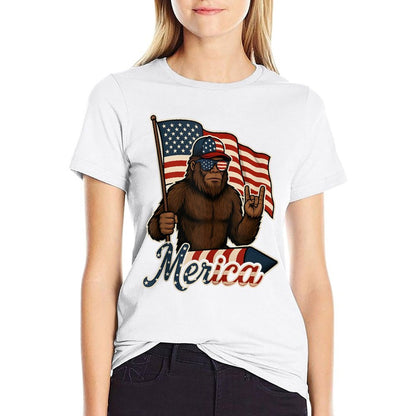 Bigfoot Merica Rock Patriotic American 4th Of July  Quick-drying T-Shirt