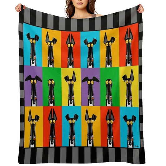 Greyhound Semaphore with Border Throw Blanket