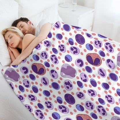 Large White Blood Cell Pattern Throw Blanket