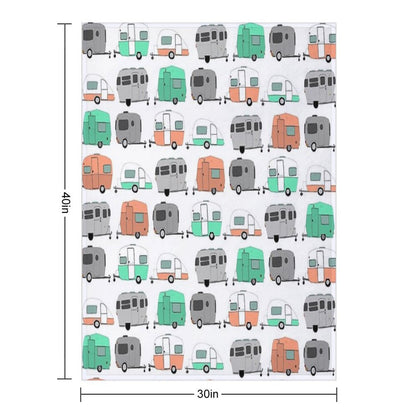 Vintage Caravan Pattern Throw Blanket