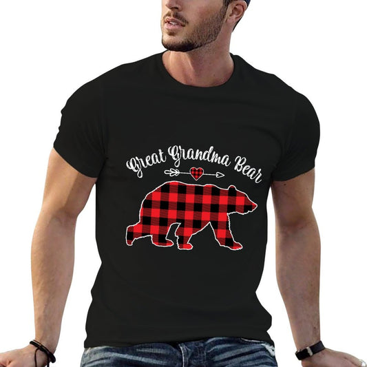 Red Plaid Christmas Costume Great Grandma Bear Ugly Holiday  Trendy Pattern T-Shirt