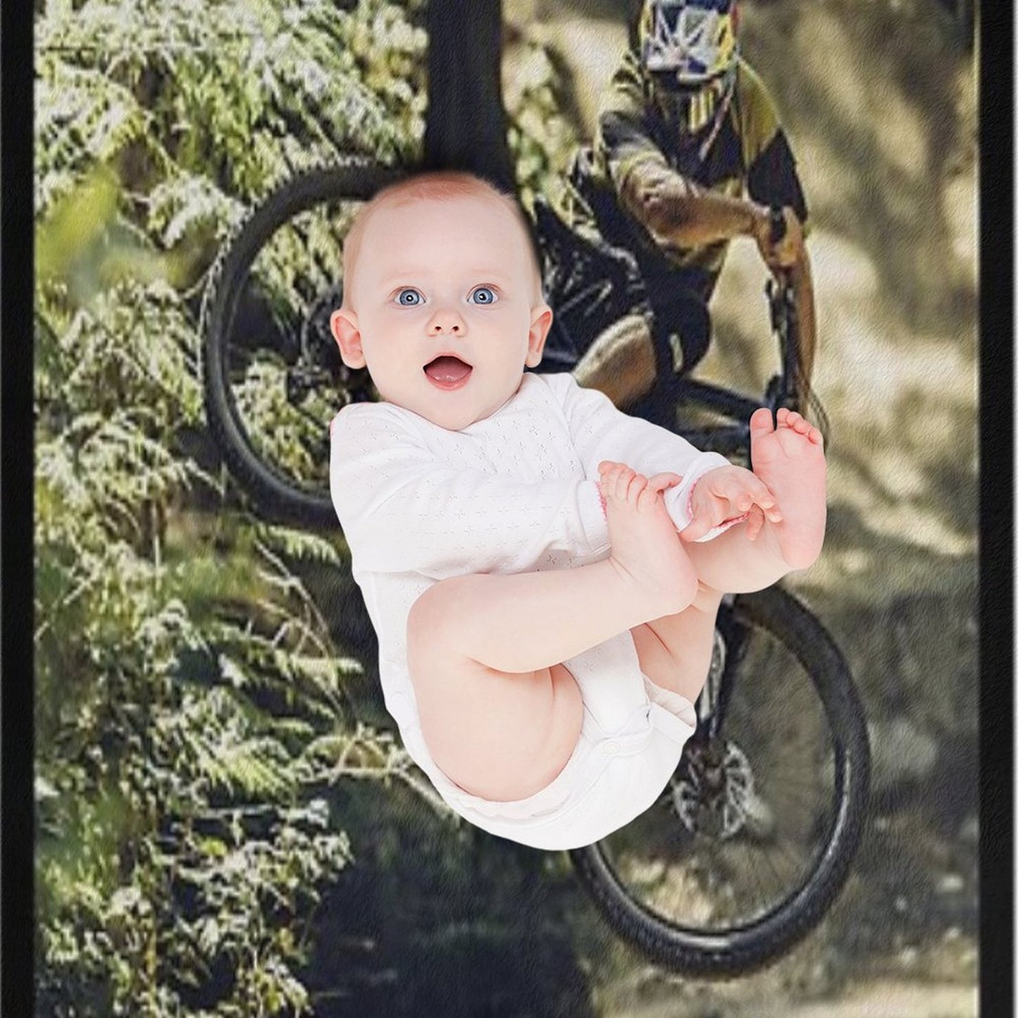 Cyclist Jumping with His Dartmoor Bikes Throw Blanket