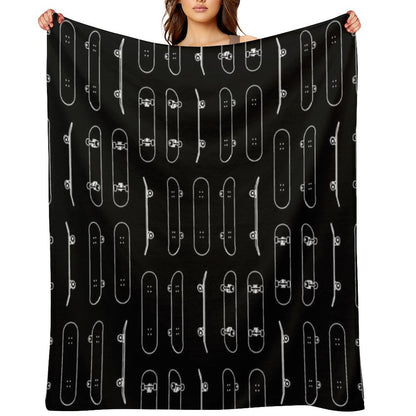 Skateboard Rows White Lines Throw Blanket