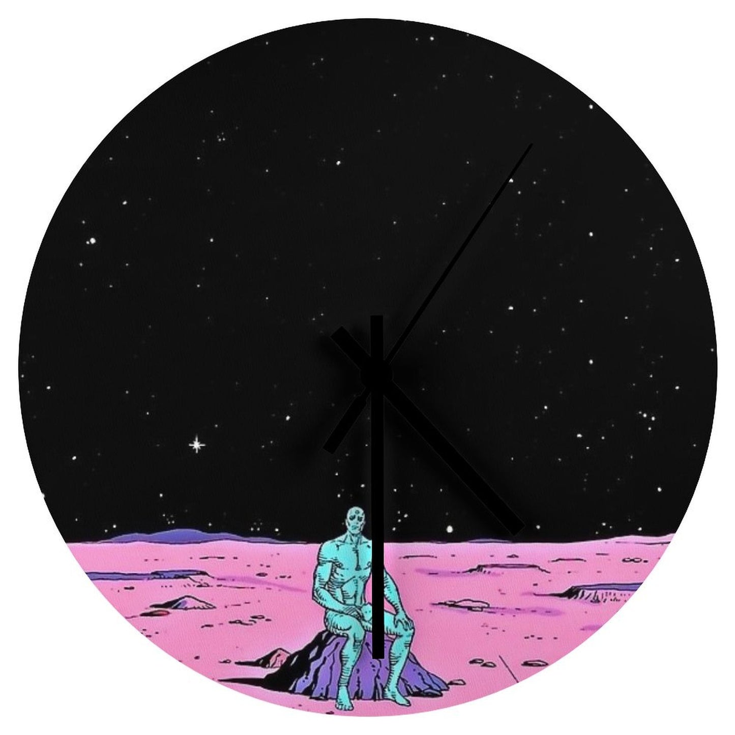 Dr. Manhattan Sitting on Mars (comic) Wall Clock