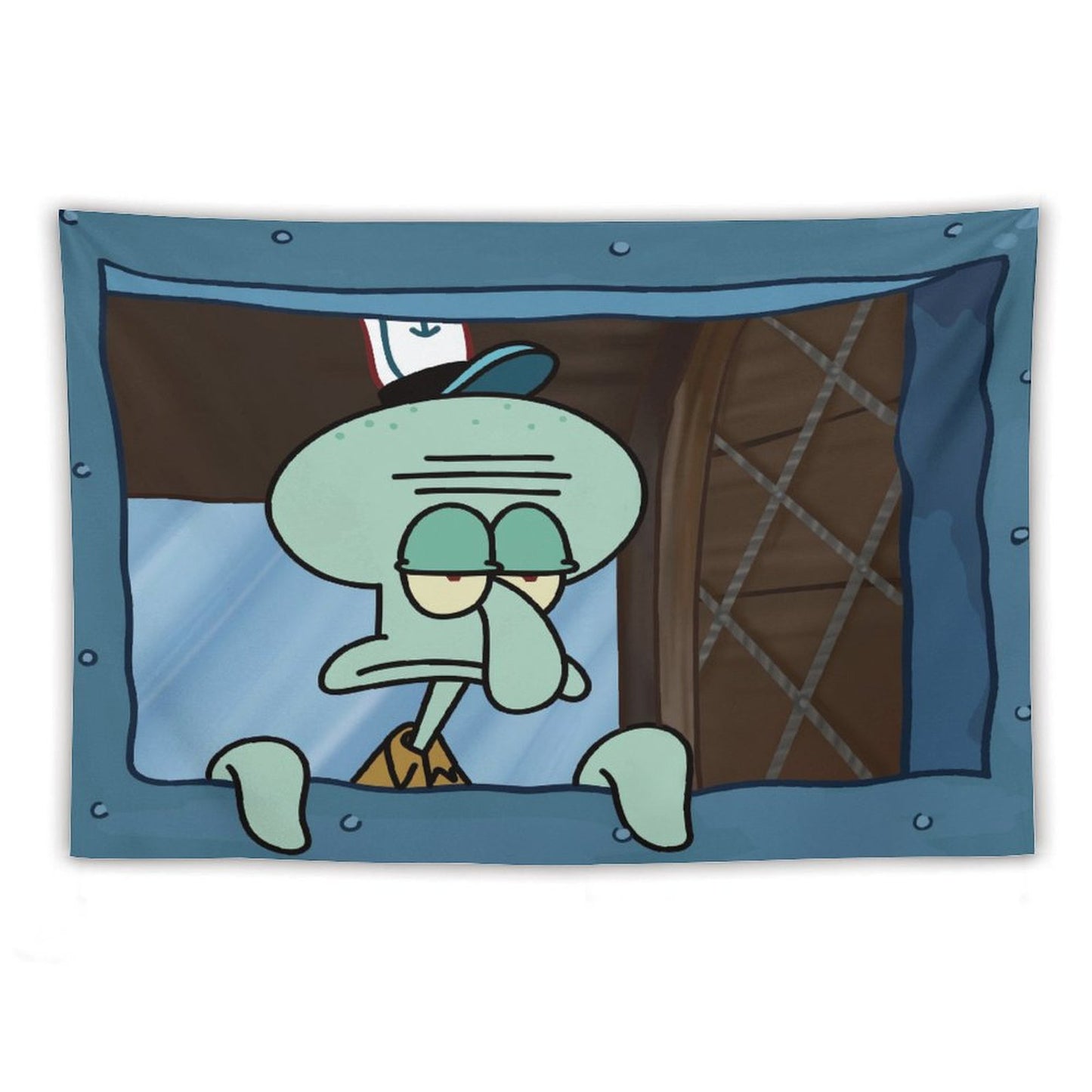Funny Squidward Octopus Cartoon Tapestry