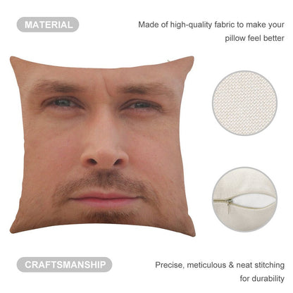 Ryan Gosling Face Throw Pillow II Linen Throw Pillow Cover