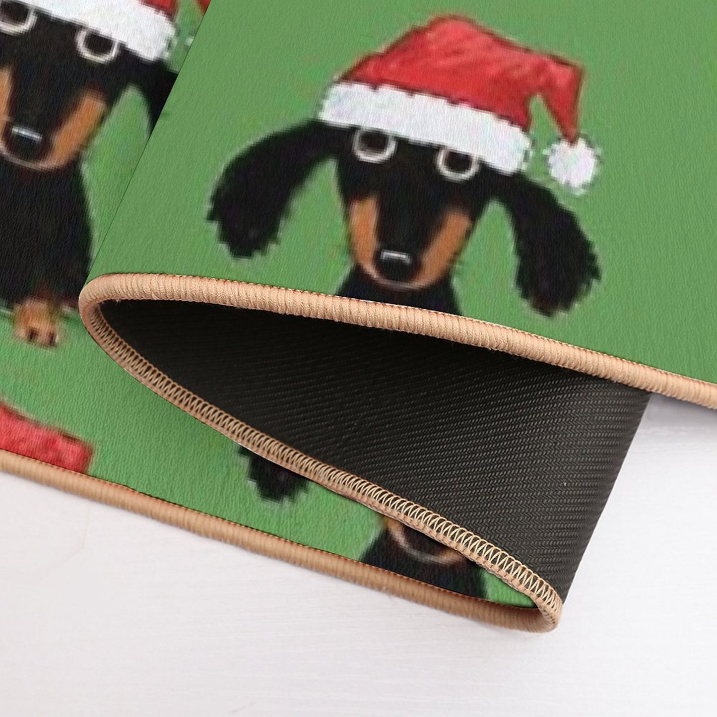 Santa Dachshund  Funny Wiener Dog Christmas Durable Bath Mat