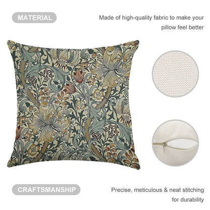 William Morris - Floral Design Linen Throw Pillow Cover