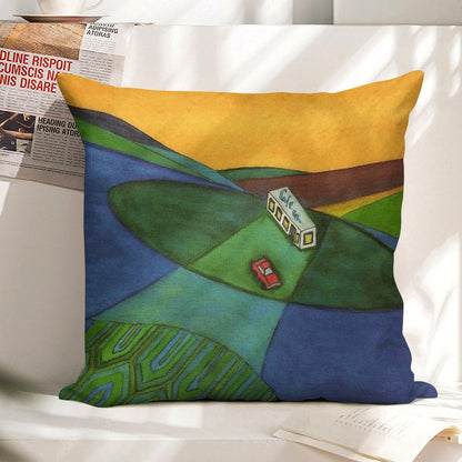 The Cafe on The Edge of The World Brand Pillow Linen Throw Pillow Cover