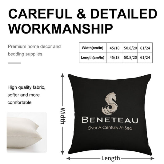 Beneteau Sailboat Sailing Yacht POCKET SIDE Linen Throw Pillow Cover