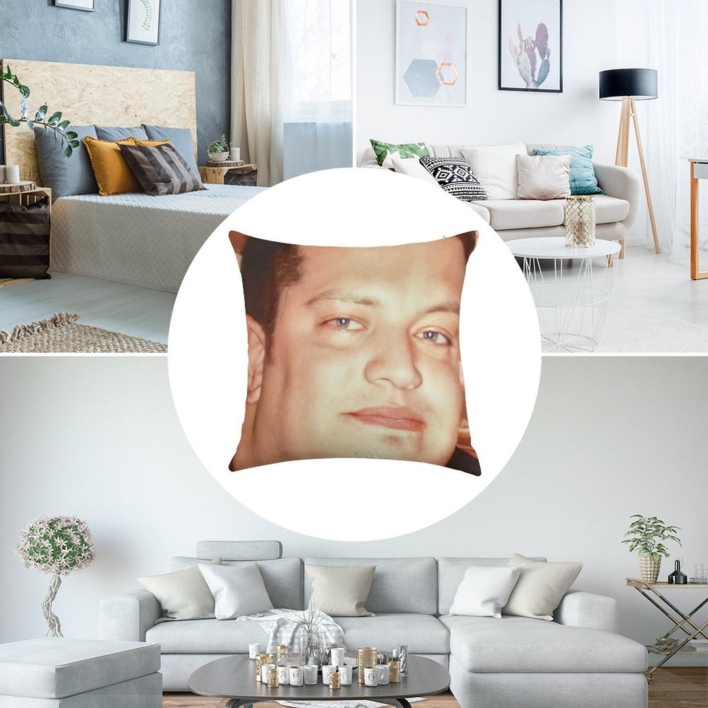 Sal's Face Linen Throw Pillow Cover