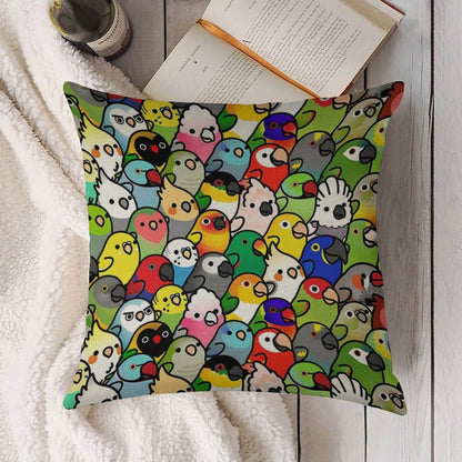 Everybirdy Pattern 2023 Linen Throw Pillow Cover