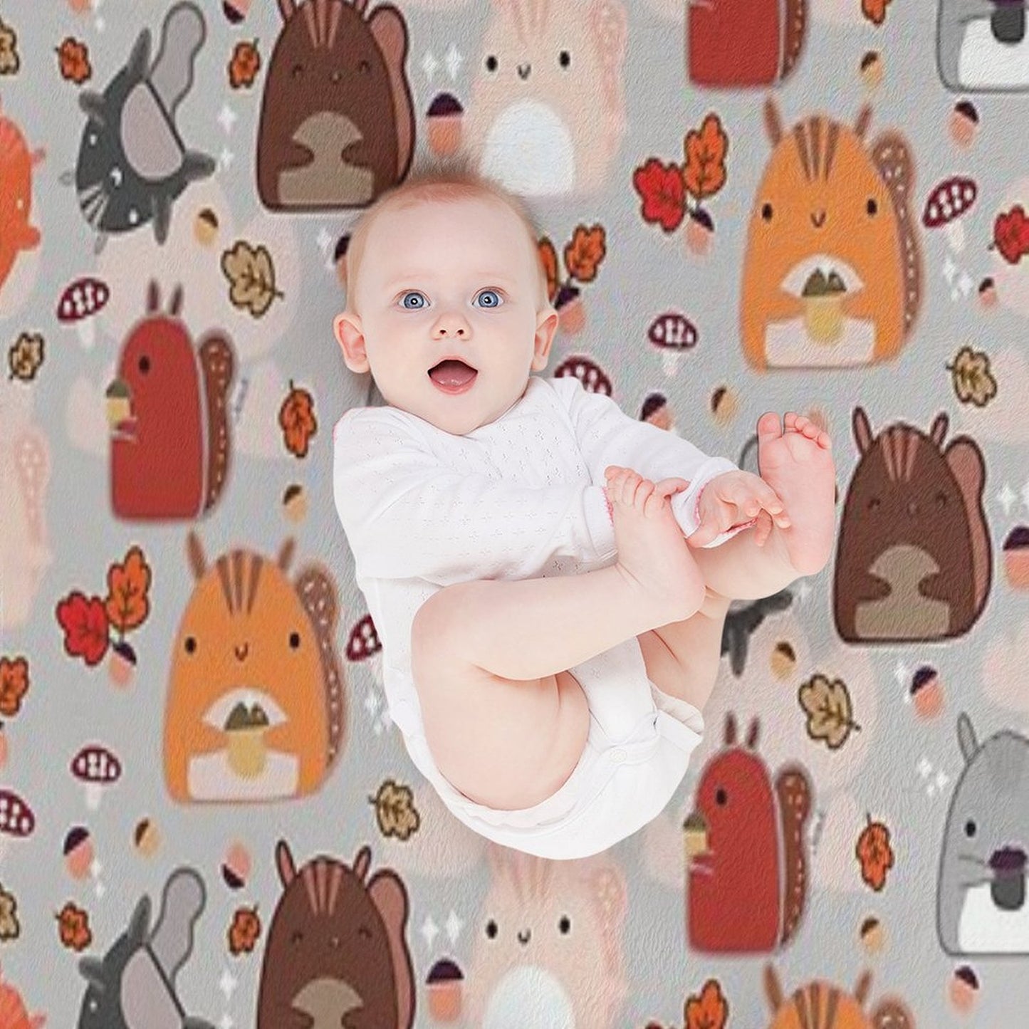 Kawaii Squirrels Throw Blanket