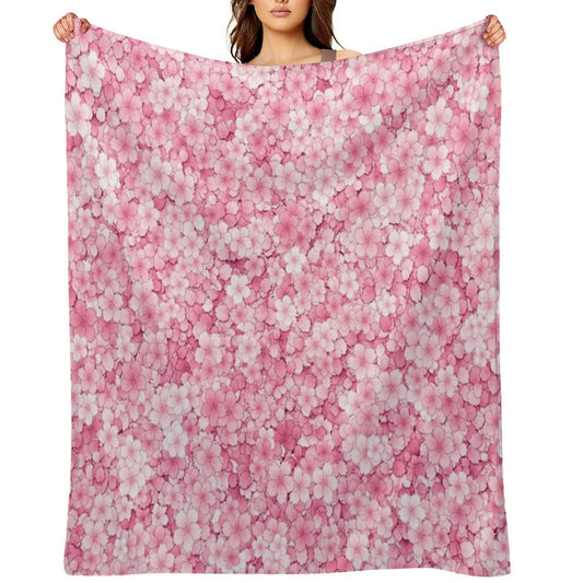 Falling Sakura Cherry Blossom Throw Blanket