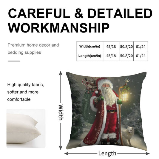 The Christmas Traveler Linen Throw Pillow Cover