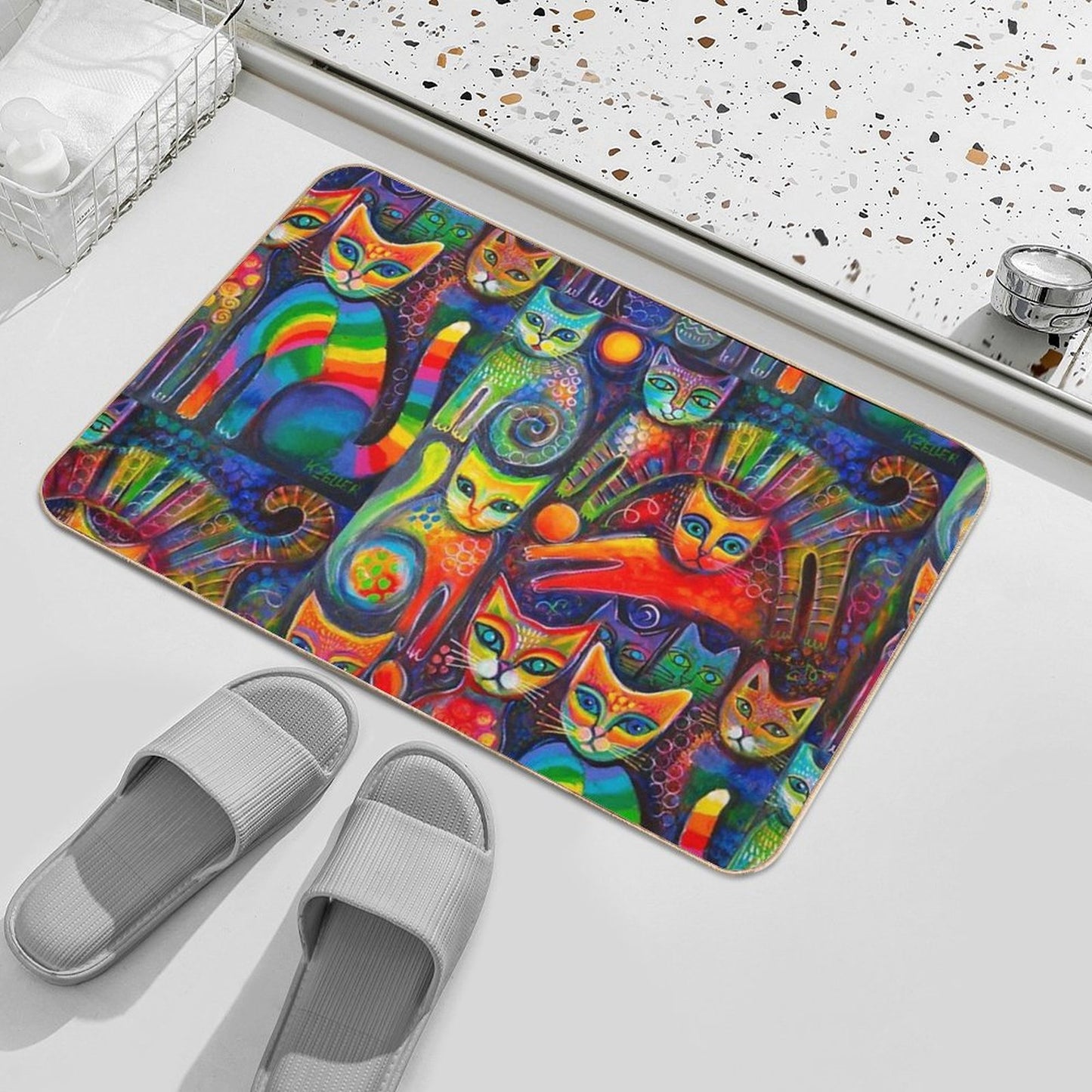 Rainbow Cats Acrylics Bath Mat