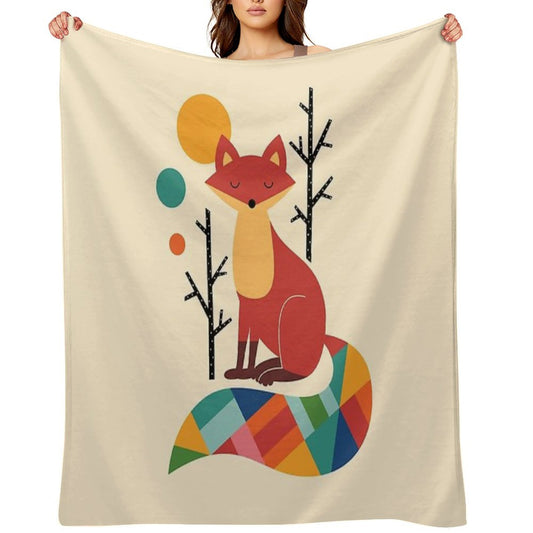 Rainbow Fox Throw Blanket