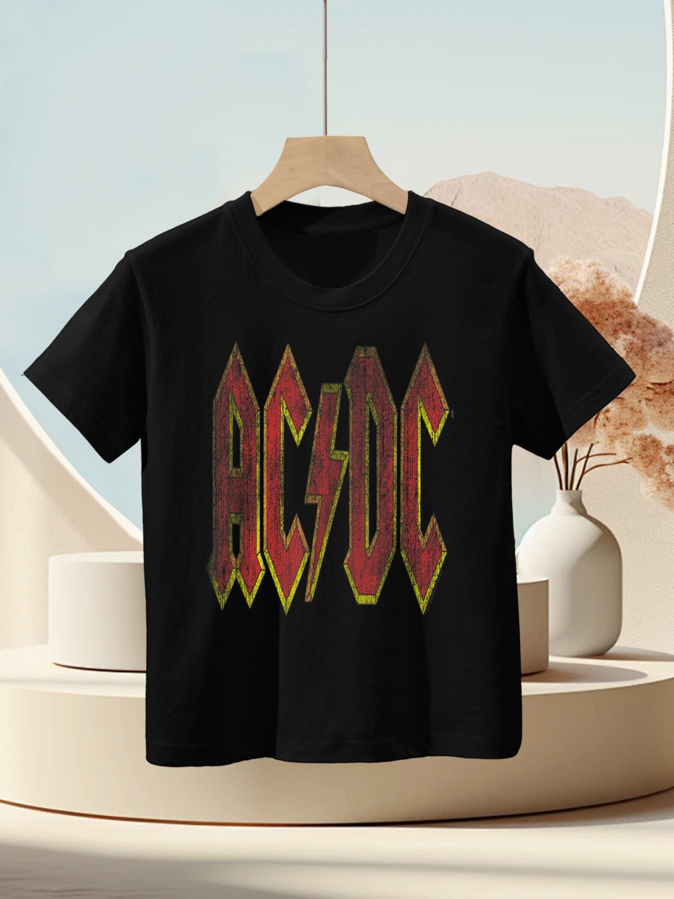 ACDC Distressed Red Logo Rock Music Band Kids T-Shirt