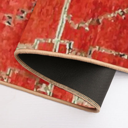 Vintage Red Moroccan Rug Print Bath Mat