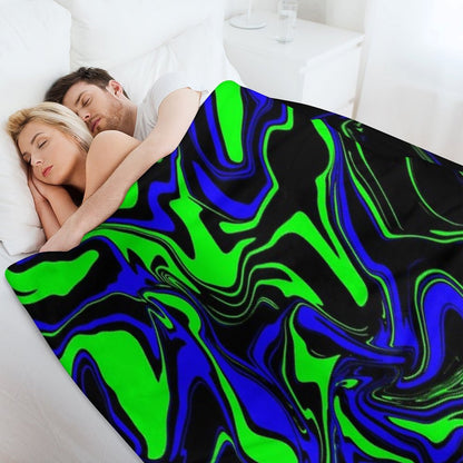Blue Green And Black Oil Slick Throw Blanket