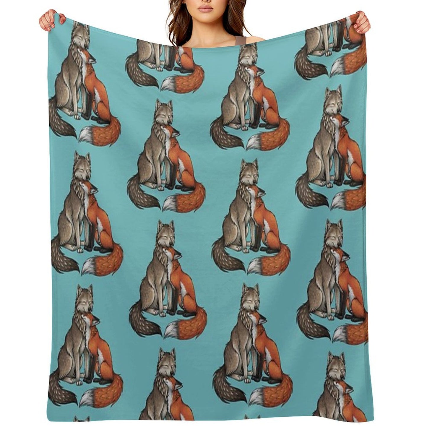 Wolf & Fox Throw Blanket