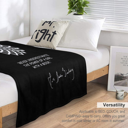 RBG Never Underestimate The Power of A Girl With A Book Throw Blanket